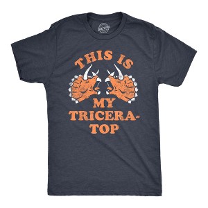 Mens This Is My Tricera Top T Shirt Funny Dinosaur Triceratops Joke Tee For Guys - Crazy Dog Men's T Shirt - 1 of 4