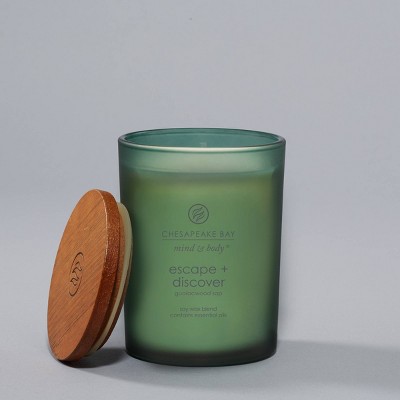 Green Frosted Glass Soy Scented Jar Candle with Wood Lid