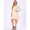 INSPIRE CHIC Women's V Neck Sheer 3/4 Sleeve Wrap Cocktail Midi Dresses - 3 of 4