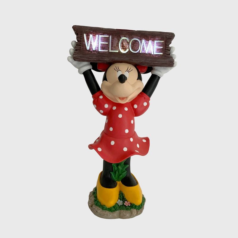 Disney 22&#34; Minnie Mouse Solar Resin/Stone Statue With A Welcome Sign, 5 of 6