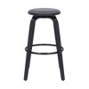 Armen Living 30" Harbor Backless Swivel Faux Leather Wood Counter Height Barstool Gray/Black: Round Seat, Footrest, Fixed Height - 2 of 4