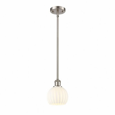 White Venetian - 1 Light Stem Hung Mini Pendant In Modern Style-8 Inches Tall and 6 Inches Wide