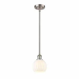 White Venetian - 1 Light Stem Hung Mini Pendant In Modern Style-8 Inches Tall and 6 Inches Wide - 1 of 1