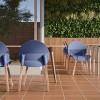 Modern Armless Outdoor Chair Set of 4, All-Weather Patio Accent Seating with Sturdy Wood Legs for Porch, Garden or Balcony-The Pop Home - 2 of 4