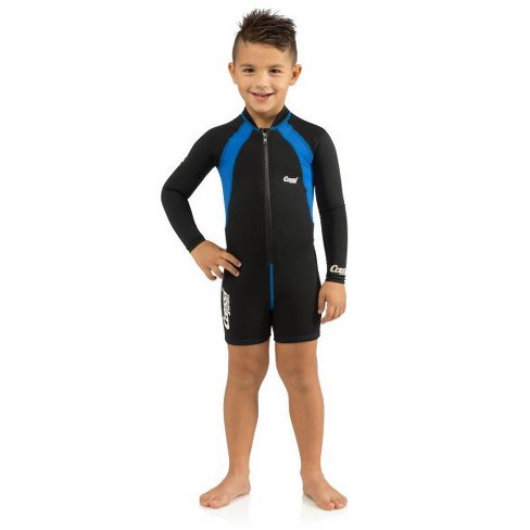 Cressi 1.5mm Neoprene One-piece Long Sleeves Kids Swimsuit Shorty,  Black/Blue, XX Large