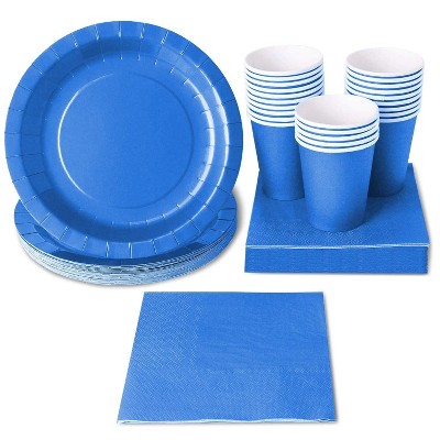 Juvale 72-Piece Serves 24 Blue Party Supplies, Disposable Paper Plates, Cups & Napkins