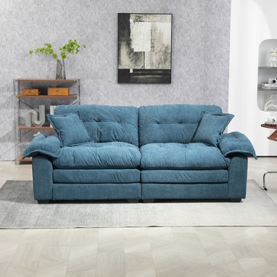 SKRAN 84" Chenille Cloud Sofa Couch, Deep Seat Loveseat, with Memory Foam, 2 Pillows and Dual-Layer Seat Padding for Living Room, Apartment, Office