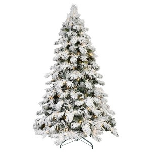 NAYSAYE Christmas Tree Stand 5ft Flocked Scarecrow Tree with Realistic Snowy Branches for Holiday Decor, Green and White, 36"*60"*11.77" - 1 of 4