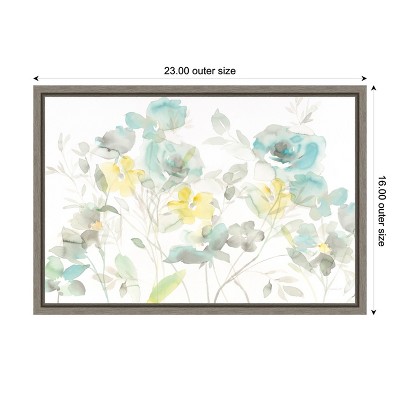 Amanti Art Aqua Roses Shadows by Danhui Nai Canvas Wall Art Print Framed 23-in. x 16-in.