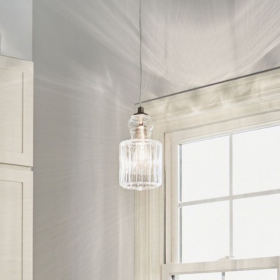Riviera 5.75" Mini Pendant Light in Brushed Nickel with Clear Glass