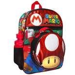 Super Mario Backpack with Detachable Mushroom Lunch Tote 16 Inch 5 Piece Set Multicoloured