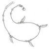 Black Bow Jewelry Sterling Silver Dangling Feather and Bead Anklet, 9-10 Inch - 2 of 4