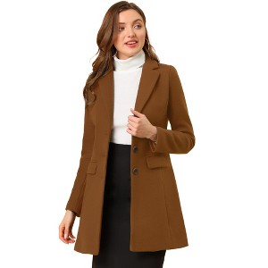 INSPIRE CHIC Women's Notched Lapel Single Breasted Outwear Fall coat - 1 of 4