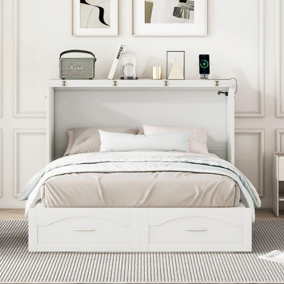 Whisen Pulley Structure Design Murphy Bed, Folded into a Cabinet with Drawer and USB Ports
