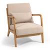 Grungis Linen Accent Chair with Solid Wood Armrest,Mid-Century Modern Arm Chair,29.5" W Accent Chair for Bedroom,Reading Room,Office - 2 of 4