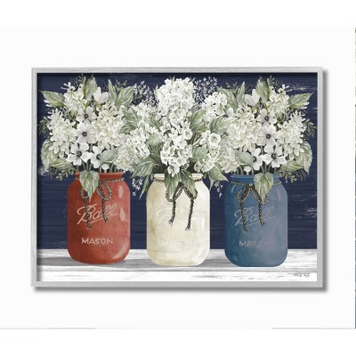 Stupell Industries Americana Floral Bouquets Rustic Flowers Country Pride Gray Framed Giclee, 16 x 20