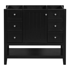 MAYEERTY 36" Bathroom Vanity without Sink Cabinet Base 1 Cabinet 3 Drawers Black - 1 of 4