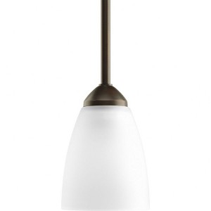 Progress Lighting, Gather, 1-Light Mini-Pendant, Antique Bronze, Etched Glass Shade - 1 of 2