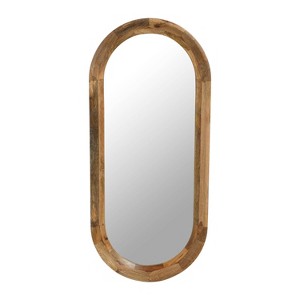 Storied Home Oval Wood Framed Wall Mirror Natural - 1 of 4
