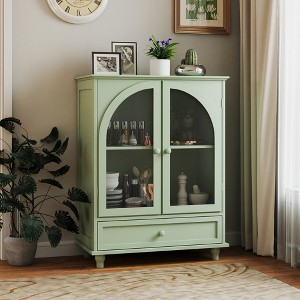 GDFStudio Harrod Farmhouse Sideboard with Double Arched Glass