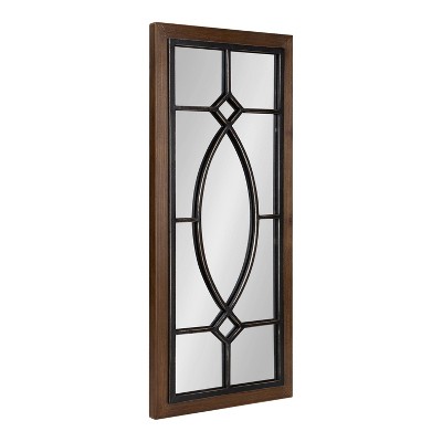 13" x 30" Bakersfiel Windowpane Wall Mirror Rustic Brown - Kate & Laurel All Things Decor