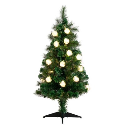 Nearly Natural 4-ft Pre-Lit Fiber Optic Artificial Christmas Tree with Mixed Tips and 37 LED Warm White Ornament Lights