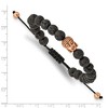 Chisel Stainless Steel Antiqued and Rose IP-plated Buddha Lava Stone Black Macrame Adjustable Bracelet - 4 of 4