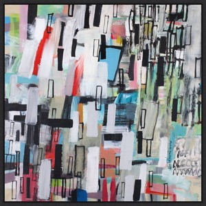 22" x 22" Rainfall by Michelle Daisley Moffitt Framed Canvas Wall Art Print - Amanti Art: Modern Abstract Lithograph - 1 of 4