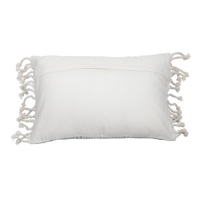 Blue Hand Woven Cotton Throw Pillow with Tassels