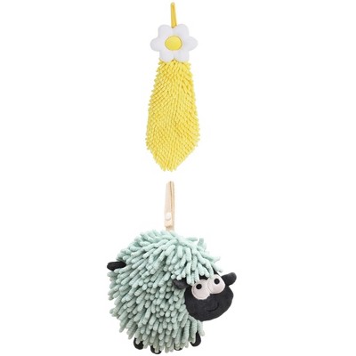 REGALWOVEN Flower and Sheep Shape Absorbent Fast Drying Chenille Hand Towels with Hanging Loop 6" x 15"/7" x 7" 2 Packs