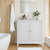 Lirago White Double Door Sideboard Cabinet Mid Century Modern Buffet Storage Cabinet for Kitchen Living Room Bathroom - 4 of 4