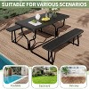 Outdoor Picnic Tables with Benches, Plastics Picnic Table Bench Set with Metal Frame, Camping Table Chair Set for Patio Lawn Garden Backyard - 4 of 4
