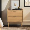 Okak 2-Drawer Bedside Table Mid-Century Modern, Solid Wood Accent Nightstand with Easy-Pull Drawers for Bedroom Small Spaces, Natural Wood - 2 of 4