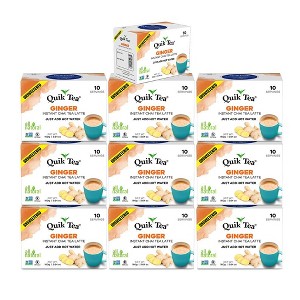 QuikTea Chai Tea Latte - Ginger Chai Tea Latte Pouches (Unsweetened), Ginger, 100 Count, Pack of 10 - Indian Tea (10 count (Pack of 10)) - 1 of 4