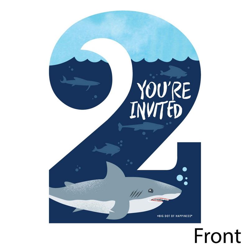 Big Dot of Happiness 2nd Birthday Shark Zone - Shaped Fill-in Invites - Jawsome Second Birthday Party Invitation Cards with Envelopes - Set of 12, 2 of 7