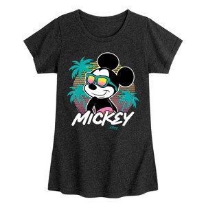 Girls' - Disney - Mickey Sunset Shades Fitted Short Sleeve Graphic T-Shirt - 1 of 4