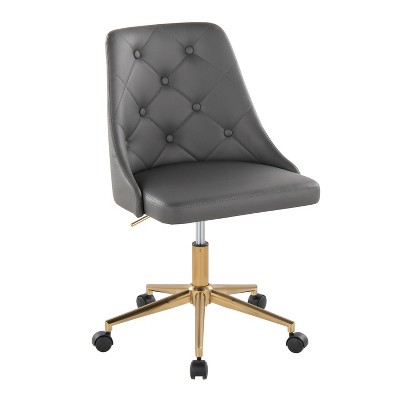 TiramisuBest Contemporary Grey PU Leather Swivel Task Chair, Adjustable Height & Padded