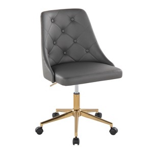 TiramisuBest Contemporary Grey PU Leather Swivel Task Chair, Adjustable Height & Padded - 1 of 4