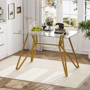 NicBex Modern Dining Table for 2-4 with Clear Tempered Glass Top and Metal Legs, Small Kitchen Table for Dining Room, Living Room - 1 of 4