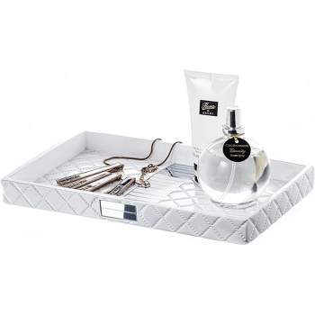 Creative Scents Quilted Mirror White Vanity Tray