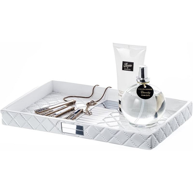Creative Scents Quilted Mirror White Vanity Tray, 1 of 5