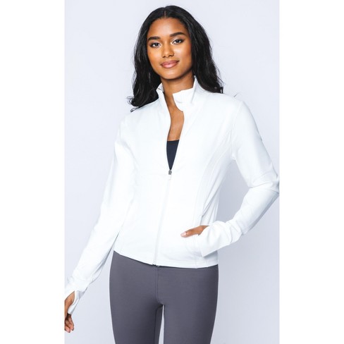 90 Degree By Reflex Womens Carbon Interlink Slim Fitted Full Zip Jacket -  Egret - X Large