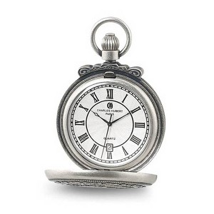 Black Bow Jewelry Charles Hubert Antique Chrome Finish Steam Engine Pocket Watch - 1 of 4