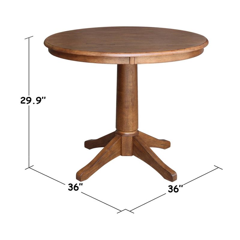 Ely Round Top Pedestal Distressed Oak - International Concepts, 5 of 6