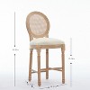 Gulches Set of 2 Classic French Country Solid Wood Bar Stools with Upholstered Seating, Beige Rattan Kitchen Bar Stools - 3 of 4