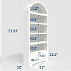 71" Tall Farmhouse Arched Bookshelf with 6 Tiers, Drawer, and Storage Cabinet, Modern Open Display Bookcase for Living Room, Office, or Kitchen - 2 of 4