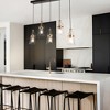 LNC Auisre 5-Lights 33.5" Modern Linear Kitchen Island Pendant Lightss, Polished Gold and Matte Black with Seeded Glass Shades - 4 of 4