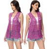 Anna-Kaci Women's Floral Crochet Cardigan Lace Trim Sleeveless Open Front Vest - 4 of 4
