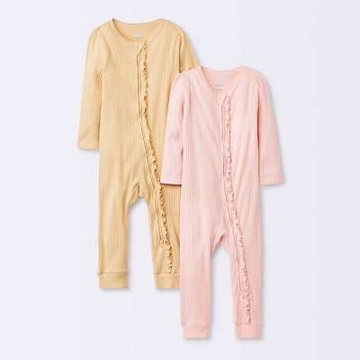 Image of Baby 2pk Basic Wide Rib Romper - Cloud Island™ Pink 3-6M