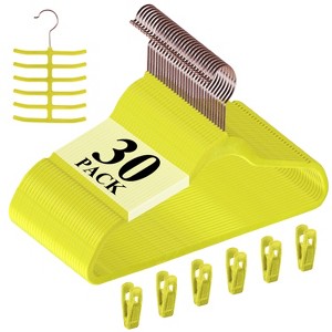 VECELO 30/50/60/100 pk Velvet Clothes Hangers Non Slip & Space-Saving Clothes Hangers with Finger Clips & Tie Rack 9 Color - 1 of 4